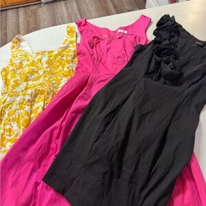Yellow Floral, Hot Pink & Black Dress Trio